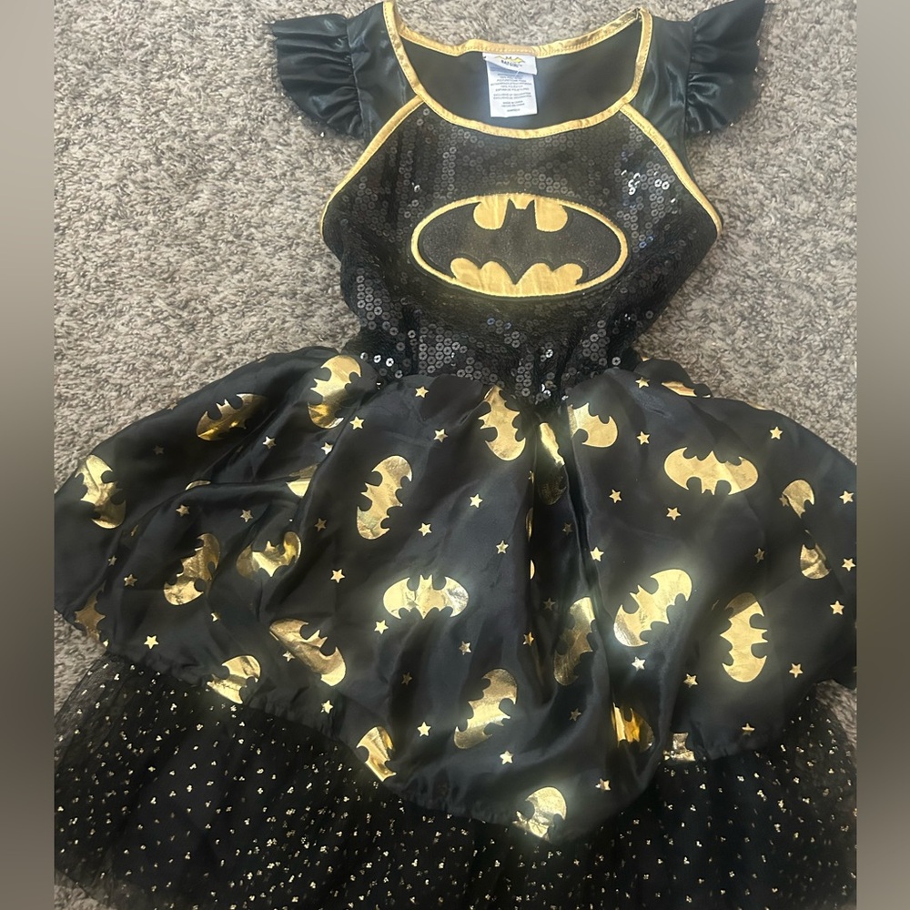 BatGirl DC COMICS Black & Gold Sequined Belted Tulle Dress